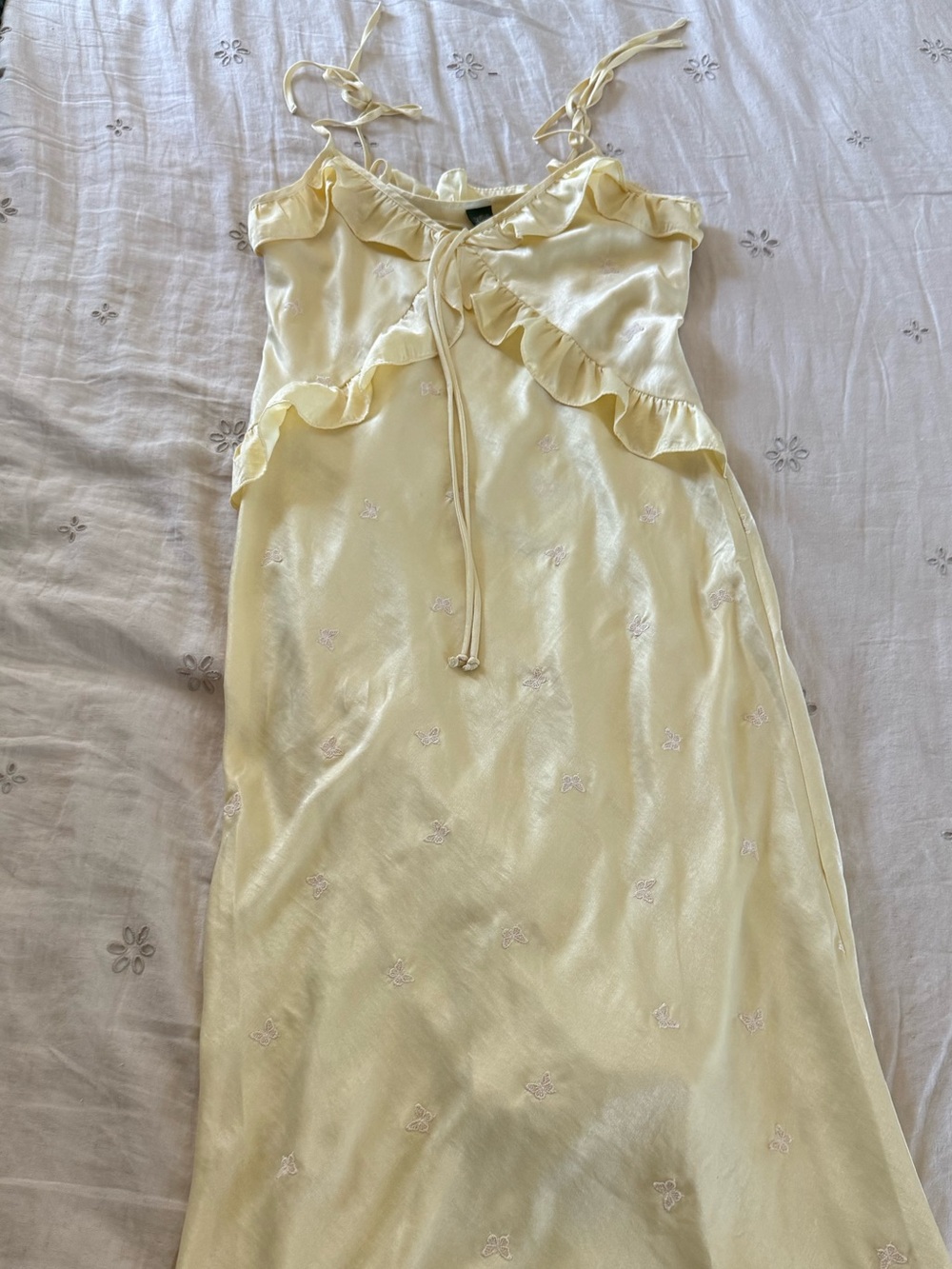 wild fable butter yellow satin butterfly dress
